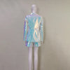 High Street Stylish Designer Suit Set Women's Trim Single Button Sparkling Sequined Blazer Shorts Set