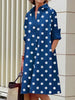 Women's Polka Dot Lapel Shirt Dress Spring Long Sleeves Loose Elegant Urban Casual Office Midi Dresses