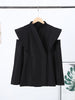 Cold Shoulder Blazer Women Elegant Double Breasted V-neck Long Sleeve Waist-Closed Jackets Spring Streetwear Lady