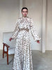 Spring Autumn Casual White Polka Dot Dress Women's Elegant Loose Satin Long Sleeve Midi Dress