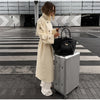 Detachable Triangle Shawl Long Puffer Coat Stand Collar Waist Tie Belt Button Solid Loose Women Coats Winter Commute Outfit
