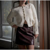 Croc Embossed Cropped Faux Leather Jacket High Stand Collar Long Sleeve Oversized Women Jackets Autumn Chic Coats