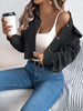 Autumn Winter Crop Jacket Woman Casual Pocket Single Breasted Long Sleeve Lapel Khaki Pink Valentine's Day Corduroy Coats