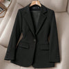 Women Fall Office Slim Blazer Plus Size Single Button Pockets Blazer Beige Black Winter Commuter Simple Casual Blazer