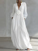 Boho Vacation Woman Maxi Dress 3D Flower V Neck Long Sleeve Solid Color Elegance Flowy Dresses Woman Spring Robes Vestidos