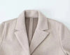Women Woolen coat Solid Open Stitch Long Trench Coats Vintage V-Neck Full Sleeves Female Chic Lady Outfits