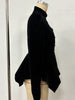 Women's Black Velvet Peplum Blouse Coat Cutout Puff Sleeve Button Front Elegant Party Long Sleeve Top Lady Outerwears