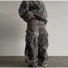 Camouflage Printed Pant Set Women's Hooded Zipper Pockets Coats High-waist Wide-leg Trousers Autumn Outfit