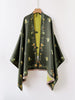 English: Bee Floral Print Open Front Shawl Wrap, Reversible Tassel Poncho Cape, Women Warm Throw Blanket Scarf for Daily Travel
