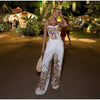 Floral Print Pants 3-piece Set Women Elegant Oversized Blazer Corset Top Sling Top Suit Lady Holiday Bohemian Outfit