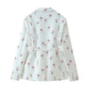 Women Blazer Lace-up Blazer for Women Printed Lapels Ladies Blazer Top Elegance Chic Women Coat