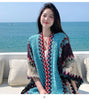 Ethnic Style Cape Oversized Sweater Jacket Women Loose Patchwork Warm Long Scarf Knitted Cardigan Woman