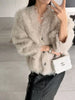 Women Autumn Furry Sweater Coat Single Button Design Knitted Warm Coat Thick Cardigans Clothes Tops For Women Sweater
