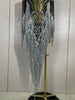 Sexy Sparkly Rhinestone Sequins Tassel Mesh Transparent Dress Women Evening Birthday Party Nightclub Dance Singer Stage Outfit