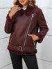 Winter Women Faux Fur Leather Jacket Casual Lady Thick Warm Leather Coat High Street Motorcycle Outwear
