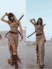 2 Pieces Set Women's Jacquard Knit Hooded Dress+Oversleeves Sets Desert Holiday Travel Wear Sand Dune Wasteland Style Dresses