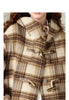 Women Woolen Long Coat Winter Nomadic Style Sheep Wool Plaid Hooded Cow Horn Buckle Female Overcoat