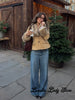 Beige Faux Suede Women Jacket Fur Collar Cuffs Trim Button Front Coat Vintage Western Cowgirl Style Warm Winter Outerwear