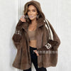 Casual Warm Plush Women's Coat Zipper Cardigan With Baton Sleeves Loose Hooded Coat Autumn Winter Commuting Wear