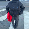 Elegant Women's Short Woolen Coats Stand Collar Double Breasted Long Sleeve Female Jacket Autumn Winter Lady Warm Outwear