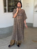 Flying Sleeve Ruffle Striped Slip Long Dress Women Elegant Square Collar Waist Cinching Pleat Party Dresses Chic Ladies Vestido