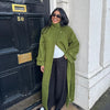 Vintage Large Lapel Tweed Long Coat Women Elegant Loose Double Breasted Belt Coats Lady Winter Classic Chic Street Overcoat