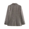 Elegant Plaid Stand Collar Jacket Shorts Set Women Full Sleeve Belted Buttons Blazer Suit Lady Commute Street Outfits