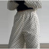 Casual Women's Polka Dot Padded Cotton Coat Pant Suit Hooded Full Sleeve Zipper Coats Straight Pants Winter Lady Ski Set