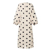 Elegant Women Dots Print Dress Summer Slim 3/4 Sleeve Vestidos V-Neck Party Midi Robe Office Pocket Dresses