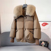 Winter Warm Goose Down Jackets Removable Fur Collar Puffer Jackets Women Thick Female Streetwear White Duck Down Jacket Coat