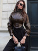 High Street PU Jacket Woman Zip Button Turtleneck Full Sleeve Navel Exposed Girls Motorcycle Style Classic Clothing