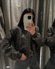Women's vintage imitation leather bomber jacket coat top women's style