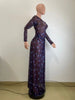 Women O-Neck Long Sleeve Print Split Maxi Long Dress Fall Autumn Evening Party Vacation Birthday Dresses Vestidos