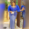 Sequin Plus Size African Party Dresses for Women Dashiki Ankara Wedding Evening Gown Elegant Christmas Muslim Maxi Dress