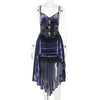 Victoria Gothic Velvet A-line Dresses Female Elegant Evening Lolita Partywear Grunge Sling Lace Hem Alt Cloth