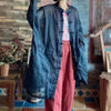 Spring Retro Print Ramie Loose Women Thin Wind Coats Leisure Long Trench Vintage Chinese Style Coat