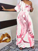 Plus size women's casual milk white printed single sleeved off shoulder dress long skirt
