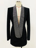 Designer Long Blazer Women's Stylish Backless Diamonds Beaded Shawl Collar Long Blazer