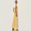 Elegant Split Turtleneck Sexy Maxi Dress Women Gown One-shoulder High Waist Bodycon Solid Club Party Long Dress 2626