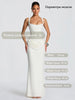 White Women's Maxi Dress Elegat Lace Up Dress Slim Formal Wedding Guest Party Dress