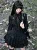 Aoaiiys Mini Dress Women Black Gothic Lace Spliced Dresses Y2K Japanese Streetwear Lolita Dresses Spicy Girls Fall Clothes