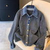 Denim Shirt Collar Stitching Fake Two-piece Sweater Women Knit Cardigan Autumn Casual Jacket Female Sweater Loose knitted Tops