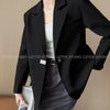 Black Blazer Women's Minimalist Design Long Sleeve Casual Office Blazer Solid Color Outerwear
