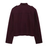 Women Soft Tweed Bomber Jacket O-Neck Long Sleeve Pockets Buttons Loose Woolen Coat Female Streetwear