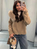 Slim Knit Cardigan Hoodies Women Autumn Solid Long Sleeve Sweater Coats Winter Street Vintage Basic Hoodie