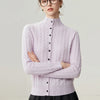 Autumn Women's Cardigan 100% Cashmere Knitted Sweater Chic Tops Female Causal Turtleneck Collar Loose Size Jacket Coat