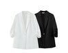 Minimalist Women's Blazer Mujer Autumn Solid Loose Seven-quarter Sleeve Lapel Button Commuter Suit Jacket 12512019