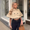 Women's Trench Cape Coat Vintage Double Breasted Short Trench Style Poncho Female Spring Woman Street Outerwear