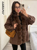 Faux Fur PatchworkTwisted Knitted Cardigan Women Elegant Lapel Long Sleeve Pockets Furry Knitwear Autumn Female Loose Outerwears