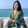 Ethnic Style Cape Oversized Sweater Jacket Women Loose Patchwork Warm Long Scarf Knitted Cardigan Woman
